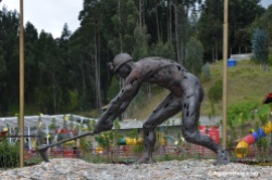 A tall sculpture in honor of the miners who picked at the halite.